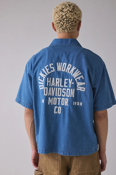 Dickies X Harley Davidson Logo Patch Mechanic Button-Down Shirt