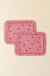 For Love & Lemons UO Exclusive Gingham Ruffled Placemat - Set Of 2
