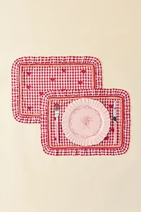 For Love & Lemons UO Exclusive Gingham Ruffled Placemat - Set Of 2