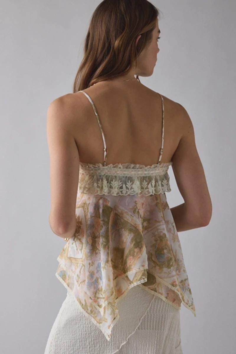 Kimchi Blue Willow Flounce Asymmetric Tiered Lace Trim Cami