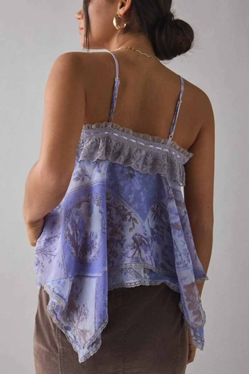 Kimchi Blue Willow Flounce Asymmetric Tiered Lace Trim Cami