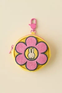 Miffy Whatever! Makes You Happy Round Flower Corduroy Coin Purse Keychain