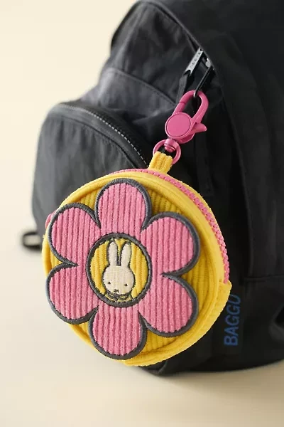 Miffy Whatever! Makes You Happy Round Flower Corduroy Coin Purse Keychain