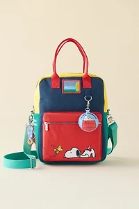 Whatever! Makes You Happy Peanuts Color Block Denim & Canvas Reversible Bag
