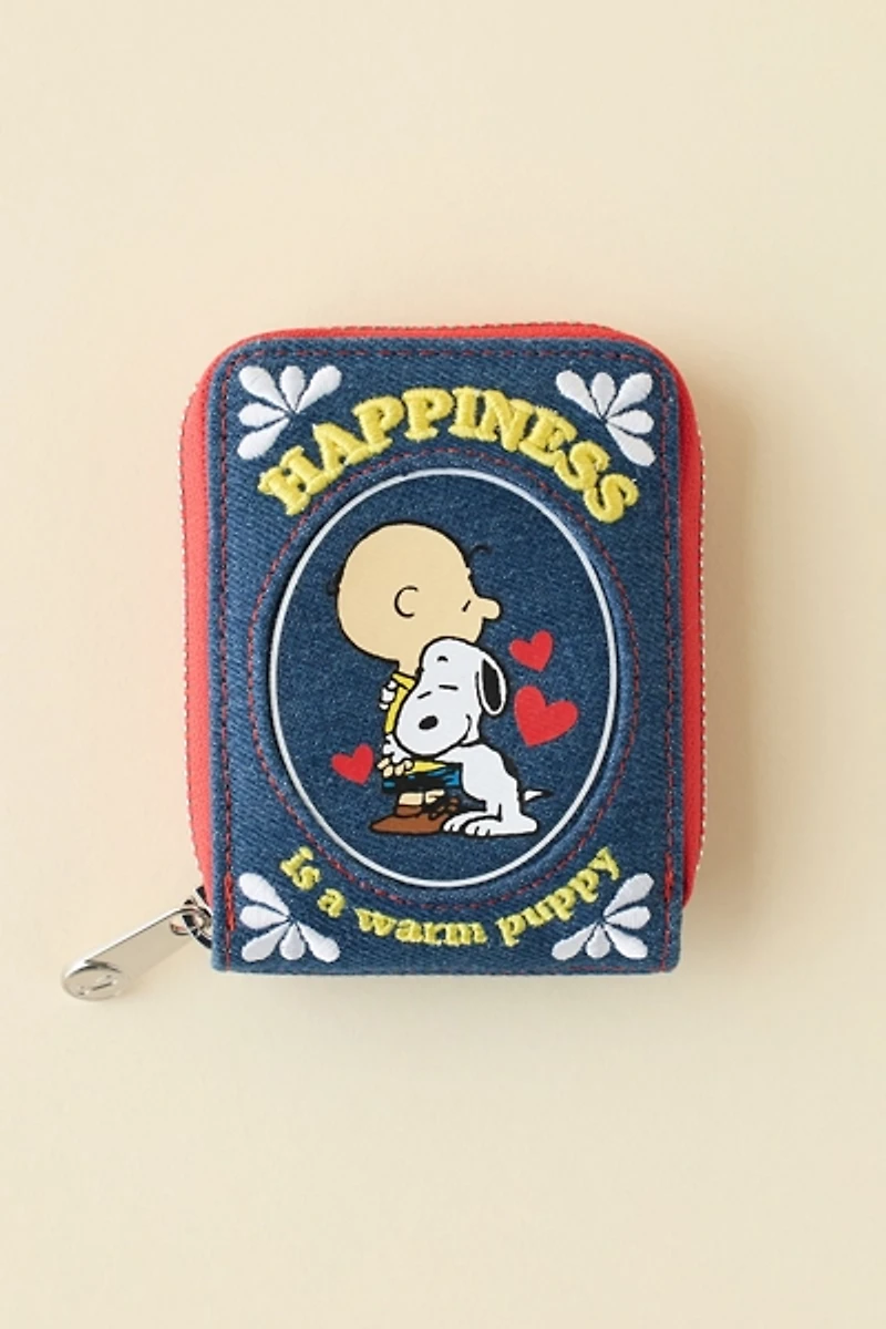 Whatever! Makes You Happy Peanuts Happiness Is A Warm Puppy Denim Accordion Wallet