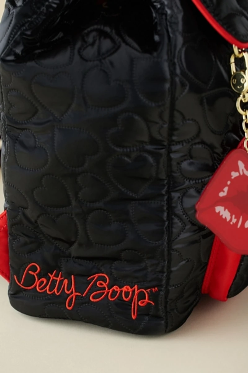 Whatever! Makes You Happy Betty Boop Quilted Heart Trinket Backpack