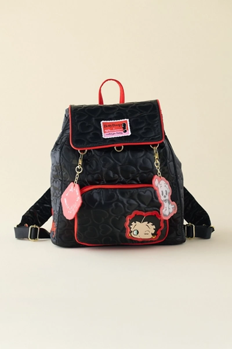 Whatever! Makes You Happy Betty Boop Quilted Heart Trinket Backpack