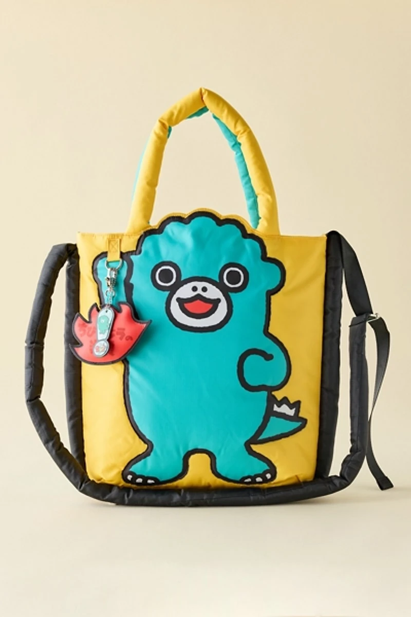 Whatever! Makes You Happy Chibi Godzilla Raids Again Father & Son Padded Die-Cut Tote Bag