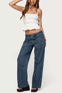 Edikted Esmay Studded Low Rise Jeans