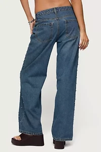 Edikted Esmay Studded Low Rise Jeans