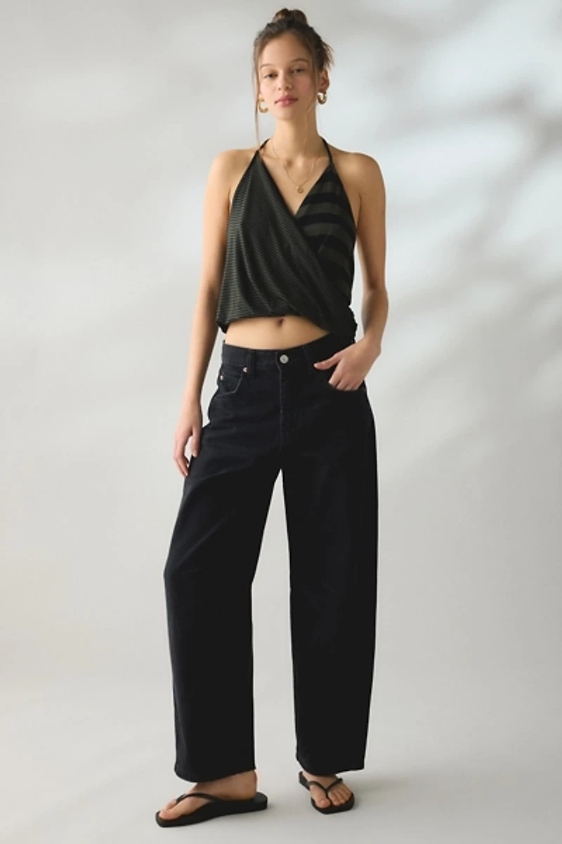 UO Charlie Draped Jersey Knit Surplice Halter Top