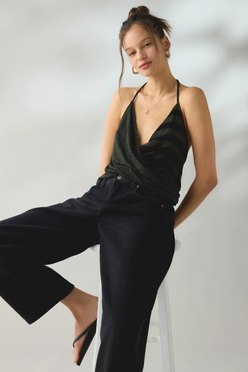 UO Charlie Draped Jersey Knit Surplice Halter Top