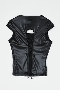 Vintage Y2k Shimmery Lace-Back Top
