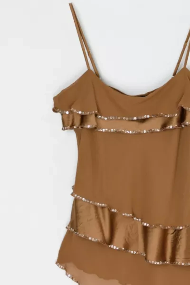 Vintage Y2k Sequined Layered Silk Top