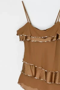 Vintage Y2k Sequined Layered Silk Top