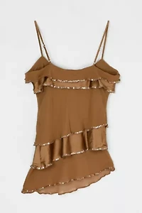 Vintage Y2k Sequined Layered Silk Top