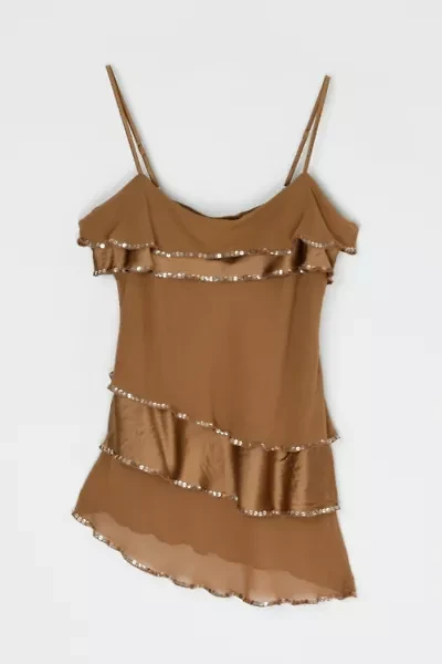Vintage Y2k Sequined Layered Silk Top