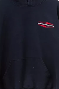 Vintage Y2K Distressed Black Hoodie Embroidered Logo Sweatshirt