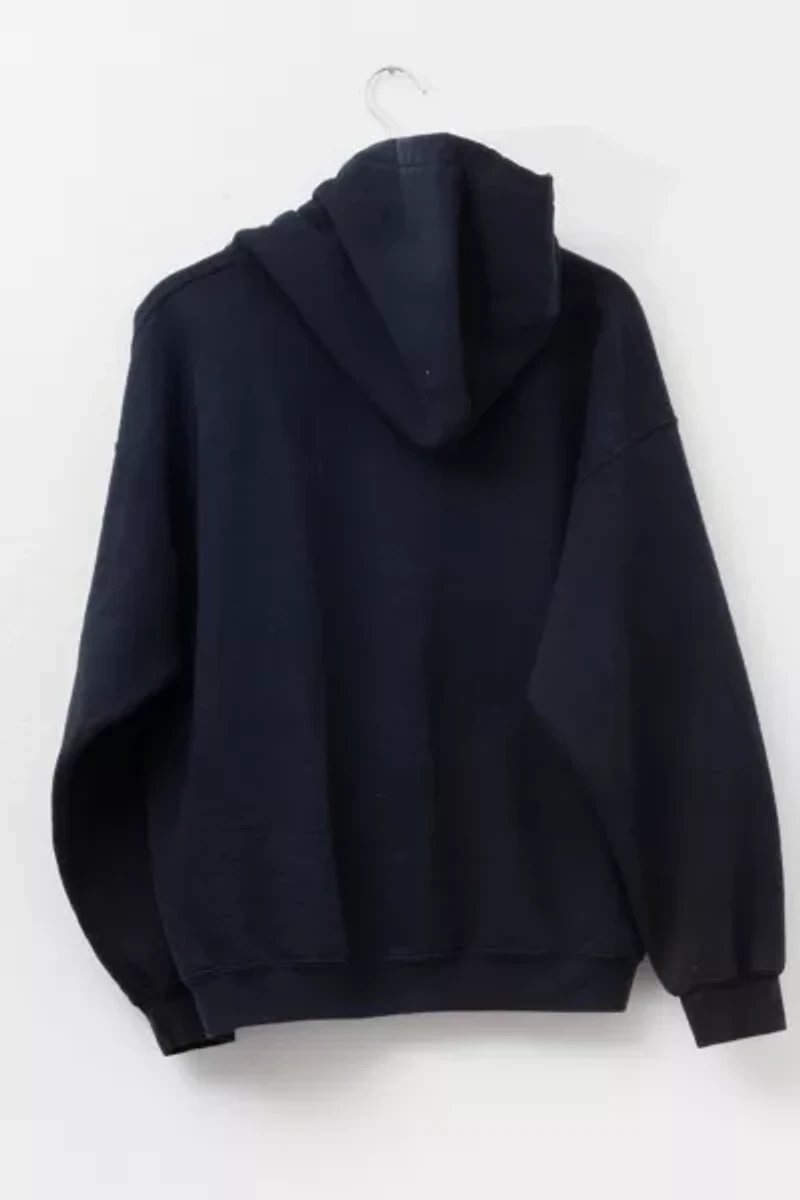 Vintage Y2K Distressed Black Hoodie Embroidered Logo Sweatshirt