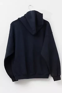 Vintage Y2K Distressed Black Hoodie Embroidered Logo Sweatshirt