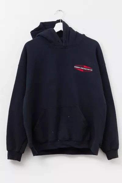 Vintage Y2K Distressed Black Hoodie Embroidered Logo Sweatshirt