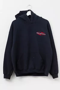 Vintage Y2K Distressed Black Hoodie Embroidered Logo Sweatshirt