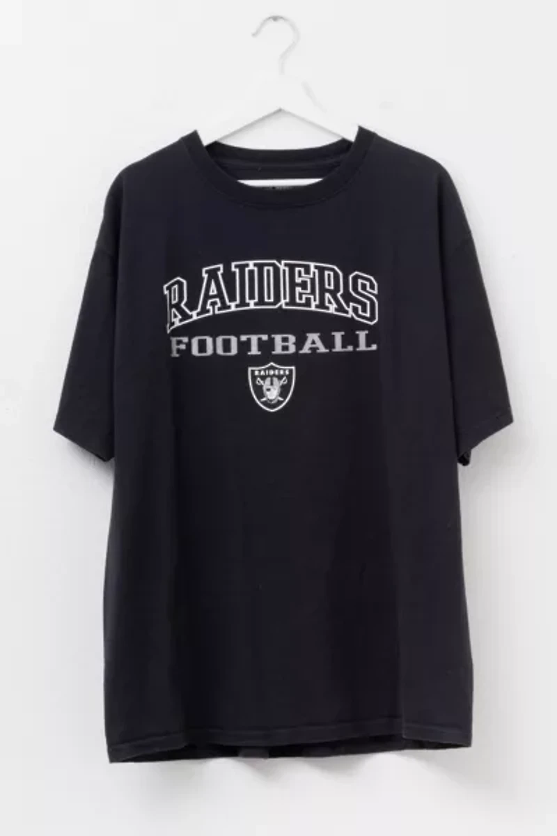Vintage Y2K Distressed Raiders Football Spell Out Graphic T-Shirt