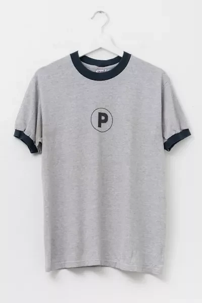 Vintage Y2K Distressed P Logo Wrestling Graphic Ringer T-Shirt