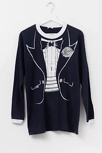 Vintage 1980s Distressed Tuxedo Graphic Long Sleeve T-Shirt