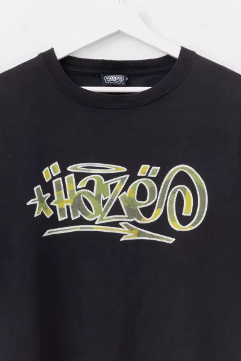 Vintage 1990s Distressed Haze Camo Logo Graphic T-Shirt