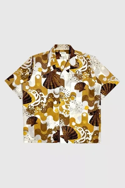 Vintage 1960's Hookano Cropped Tropical Print Shirt