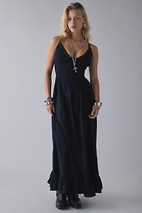 Kimchi Blue Keepsake Tie-Front Smocked Cotton Maxi Dress