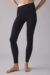 P.E Nation Wander Black + Whisper White Crisscross Waistband Full Length Leggings