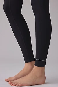 P.E Nation Wander Black + Whisper White Crisscross Waistband Full Length Leggings