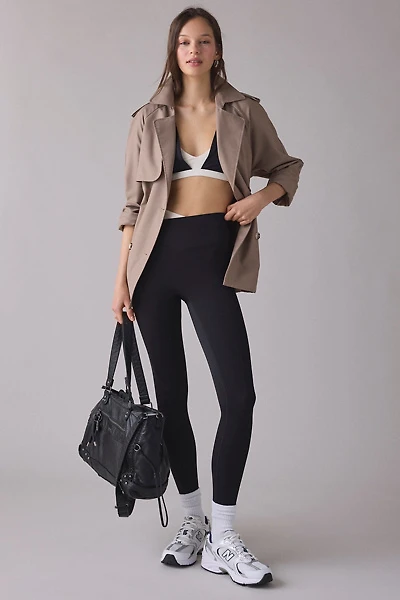 P.E Nation Wander Black + Whisper White Crisscross Waistband Full Length Leggings