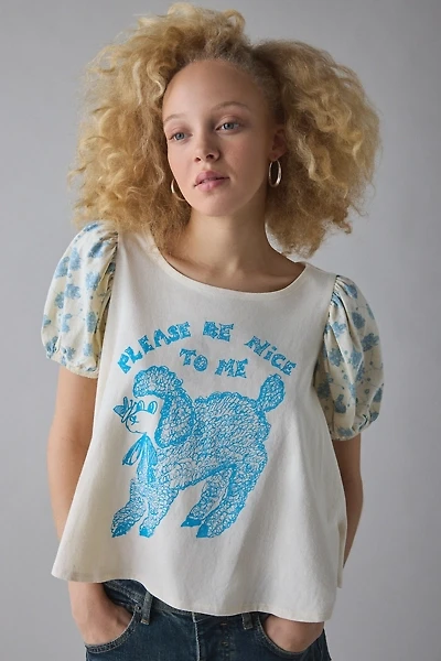 Kimchi Blue Please Be Nice Graphic Puff Sleeve Swing Tee