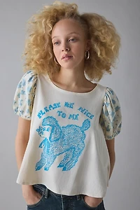 Kimchi Blue Please Be Nice Graphic Puff Sleeve Swing Tee