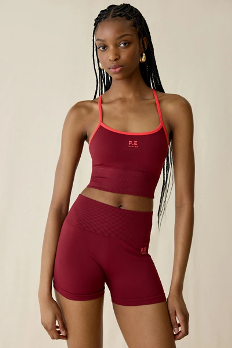 P.E Nation Restore Cabernet + Strawberry Seamless 2.5" Bike Shorts
