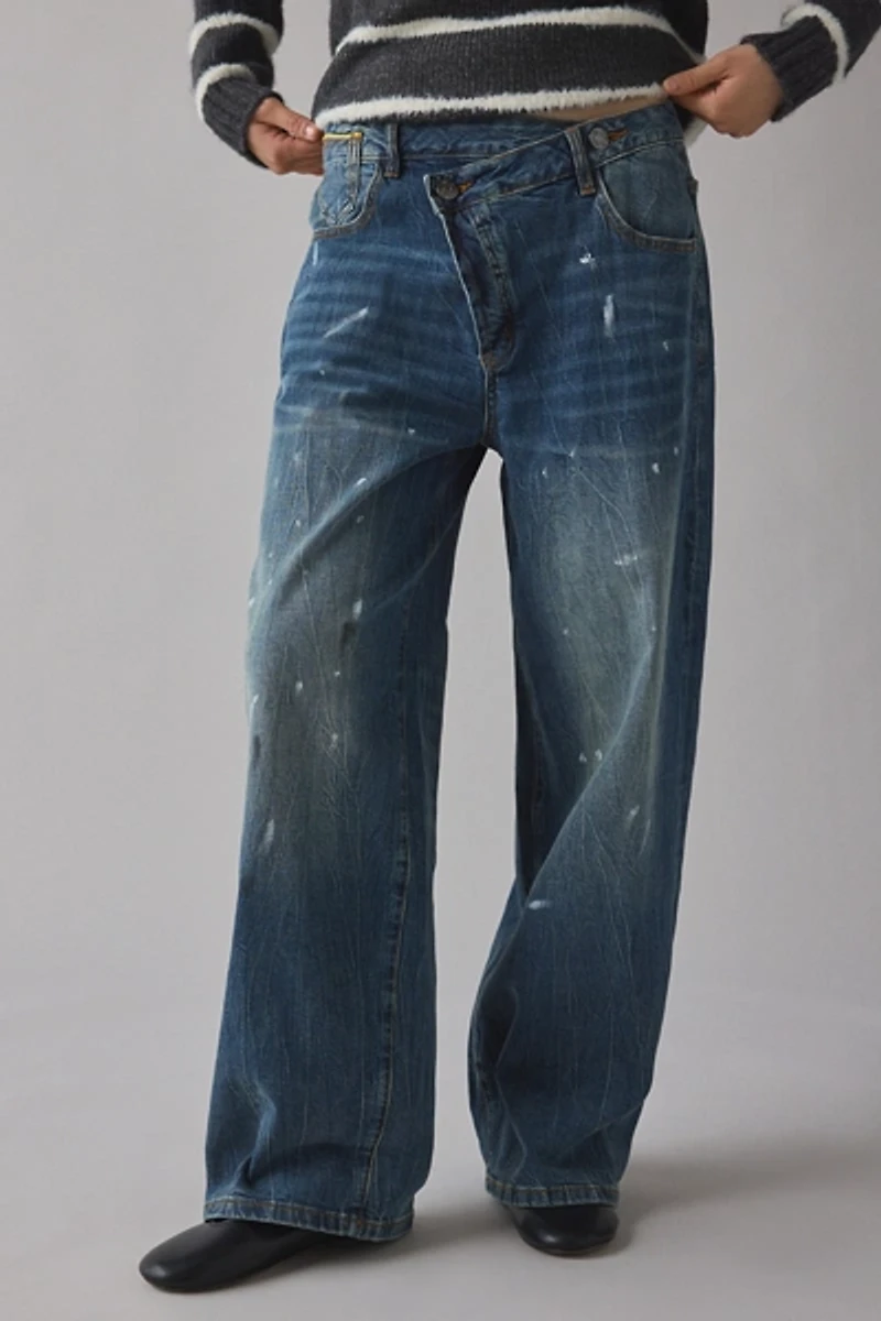 The Tales Selvedge Paint Splatter Denim Cross-Over Slouch Jean