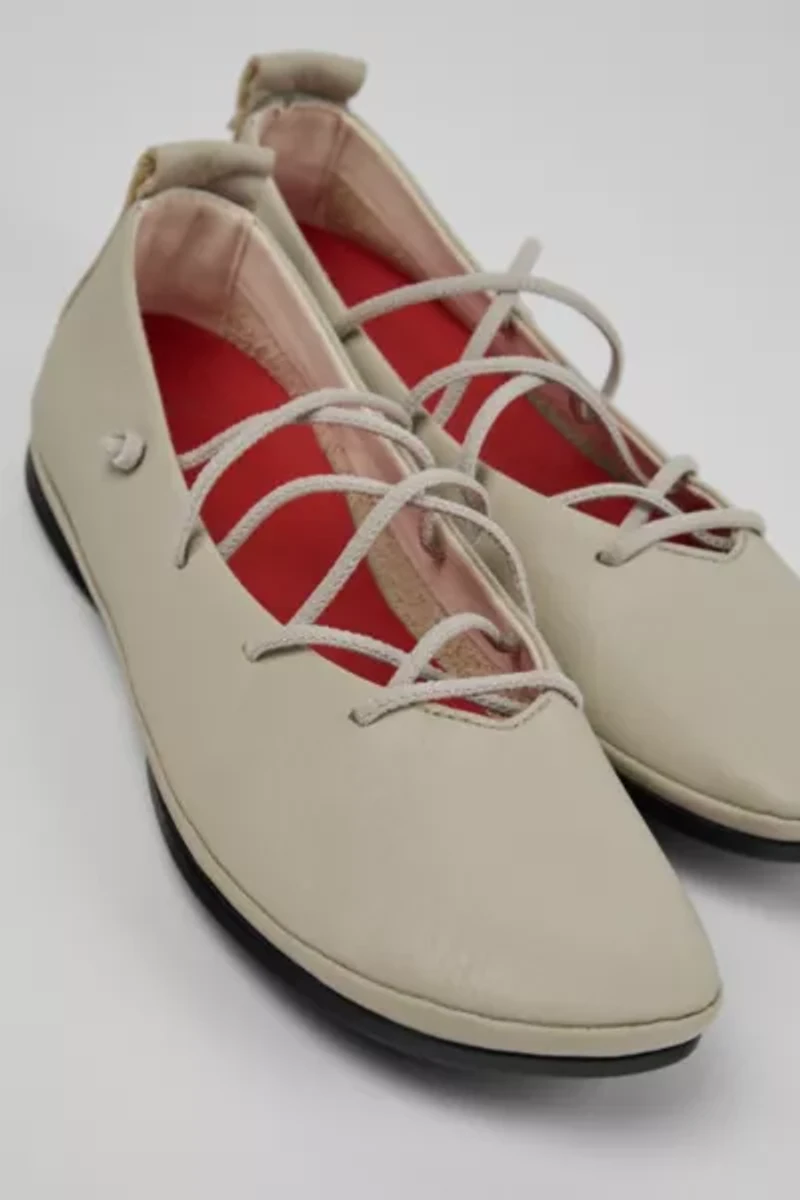 Camper Right Nina Leather Lace-Up Ballerina Flat