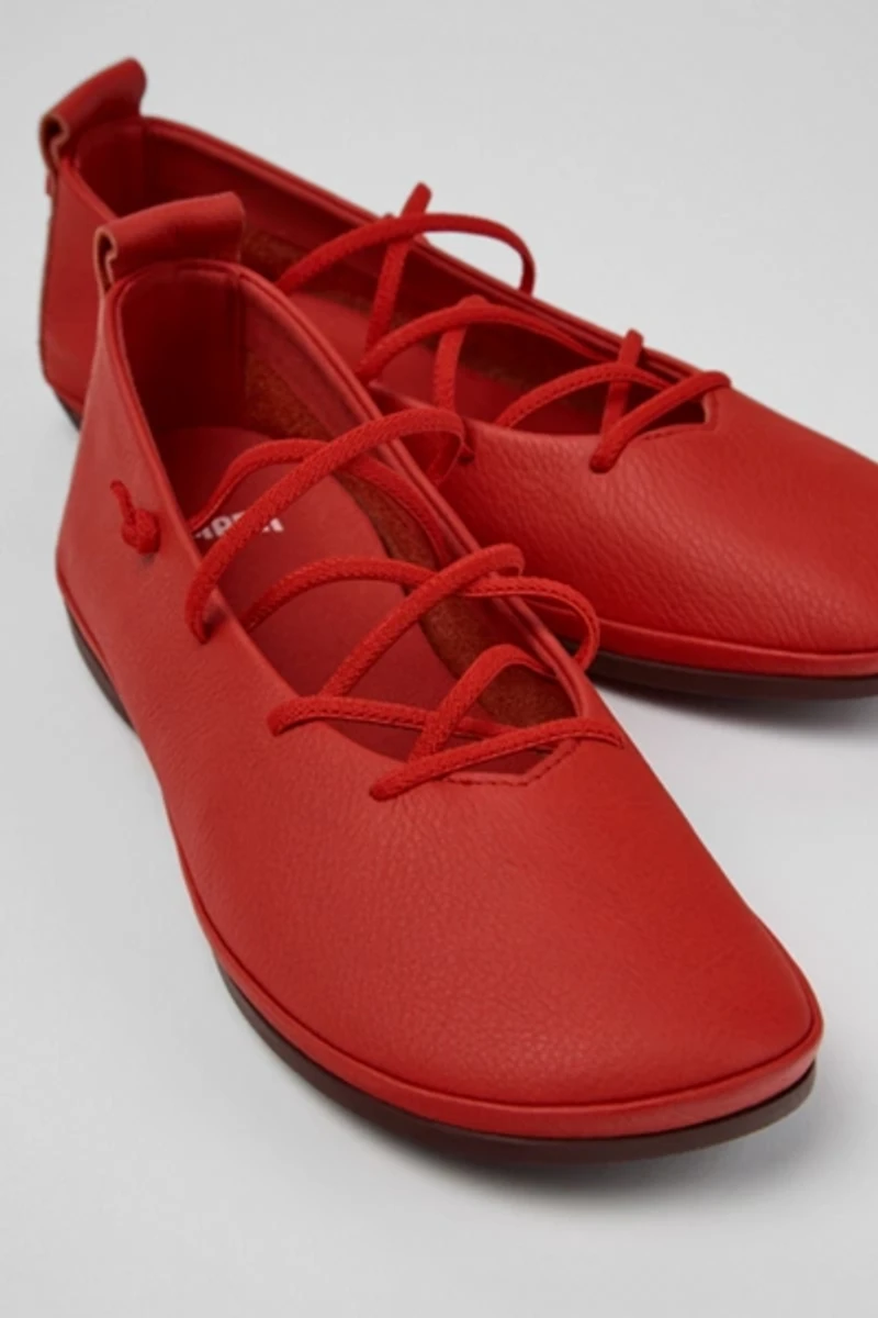 Camper Right Nina Leather Lace-Up Ballerina Flat