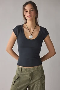 BDG Off-Duty Ribbed Scoop Neck Short Sleeve Tee