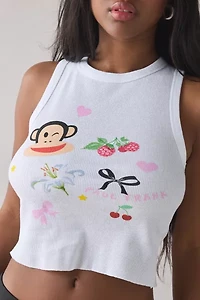 Paul Frank Icon Graphic Raw Hem Cropped Tank Top