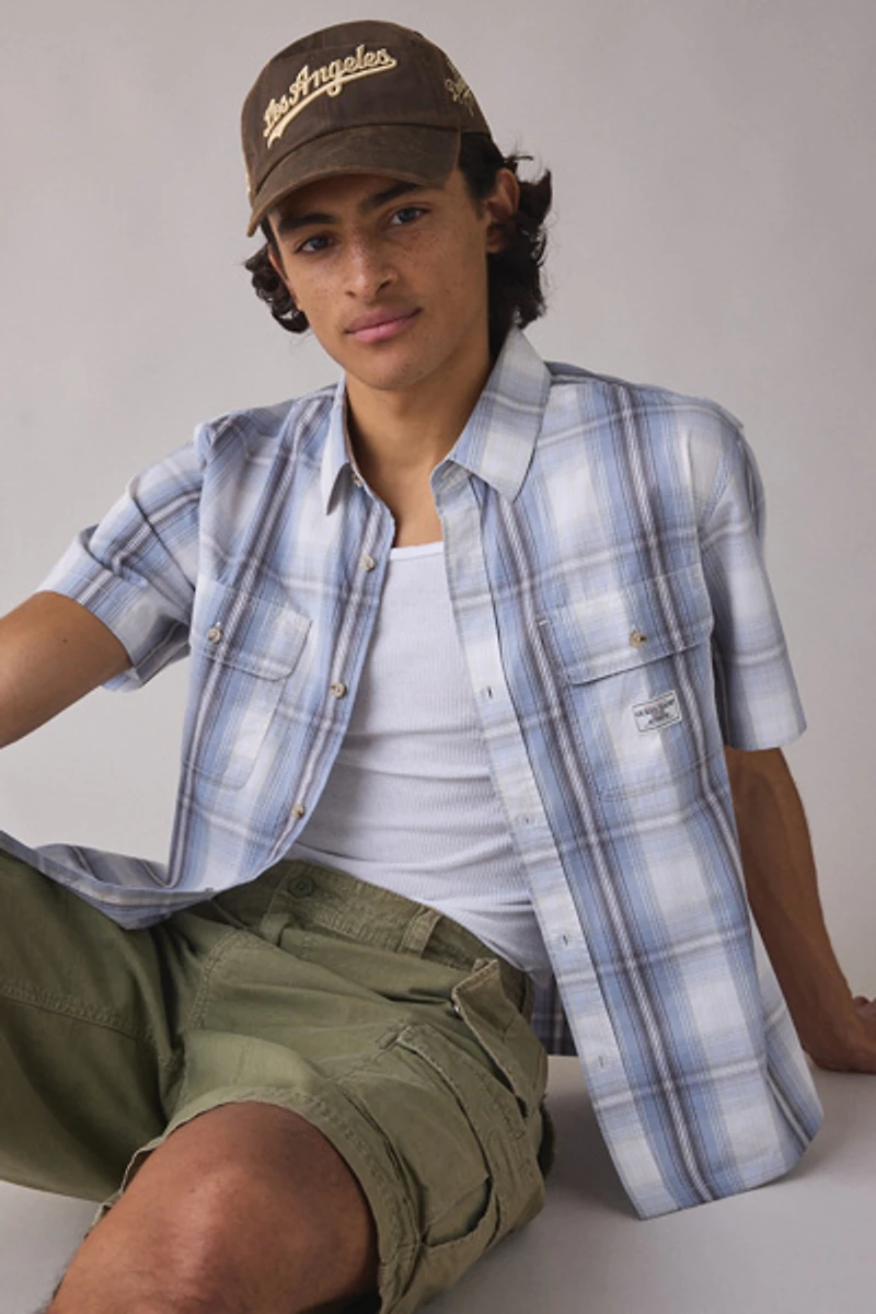 GUESS JEANS Boxy Cropped Short Sleeve Shirt