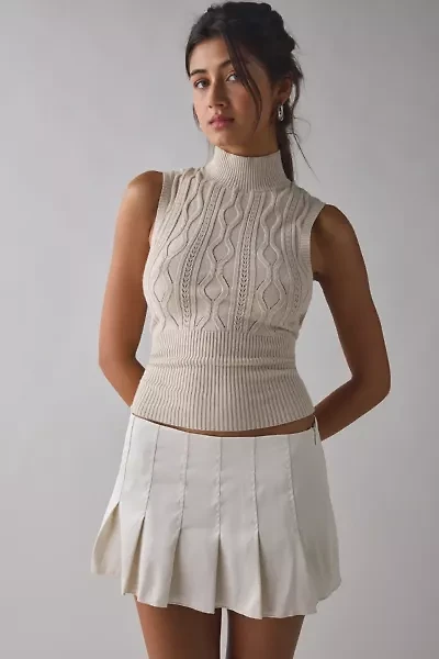 Frankies Bikinis Lilia Sateen Pleated Mini Skirt