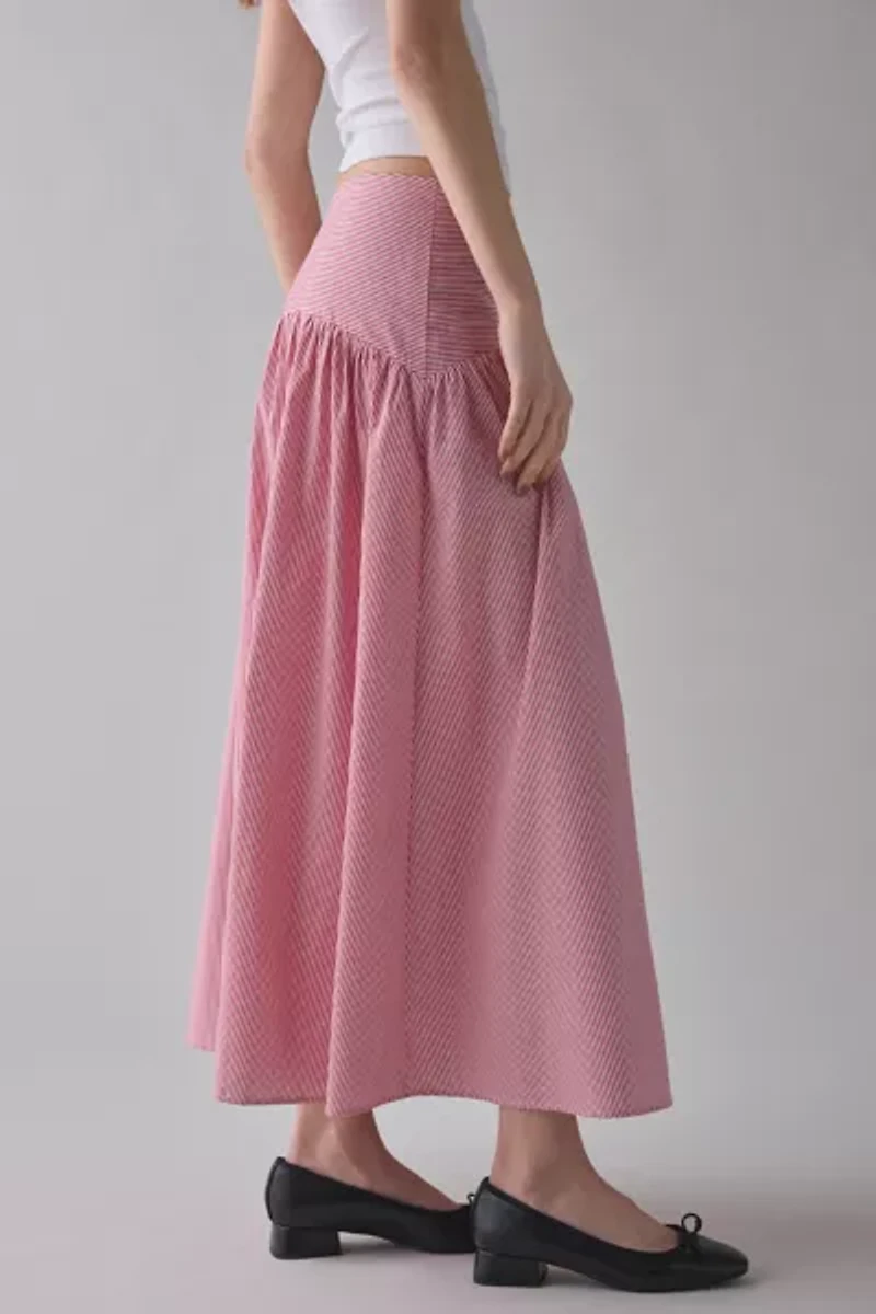 ReMADE By UO Remnants Drop Waist Poplin Maxi Skirt