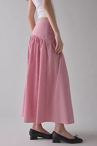 ReMADE By UO Remnants Drop Waist Poplin Maxi Skirt