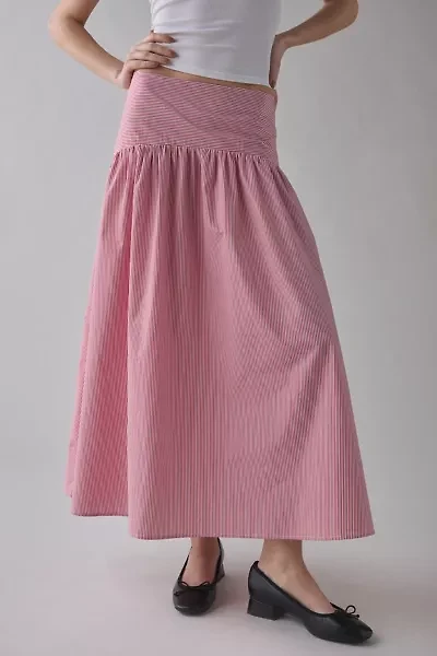 ReMADE By UO Remnants Drop Waist Poplin Maxi Skirt