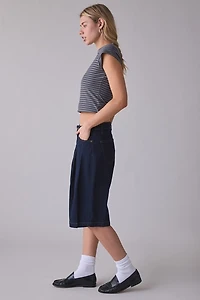 GUESS JEANS Pleated Bermuda Denim Shorts