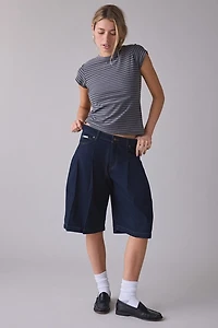 GUESS JEANS Pleated Bermuda Denim Shorts